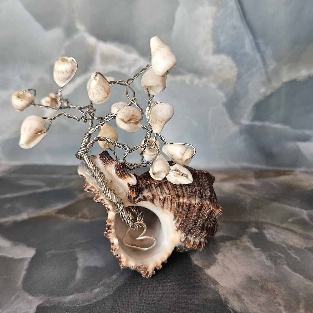 Seashell and Wire Bonsai Tree Of Life Sculpture